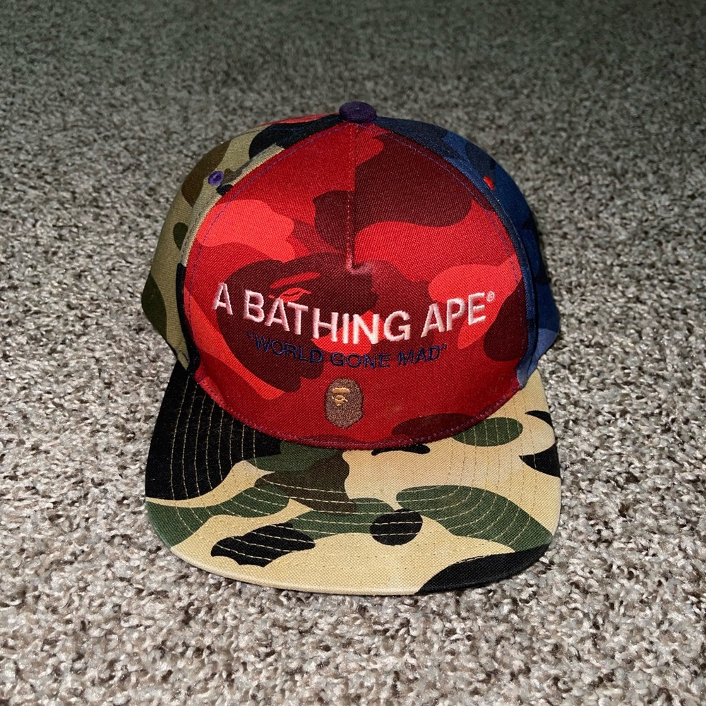 Bape Mix Camo Crazy Snap Back Cap Signed by Tommy Chong